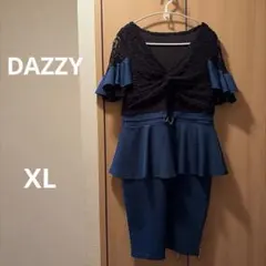 Dazzy store ペプラムドレス　半袖　ブルー