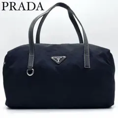 【近年モデル】PRADA 三角ロゴ ハンドバッグ ミニボストン ネイビー