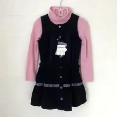 新品タグ付き　組曲コーデュロイジャンパースカート ワンピース　S  黒　ロンT付