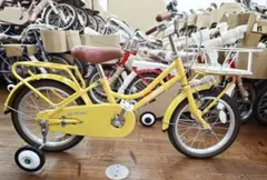 セール販売!!!子供用自転車 16インチ イエロー 前部バスケット付きのサムネイル