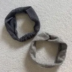 グレー ツイストヘアバンド 2点セット