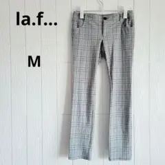 la.f... ラエフ チェック ストレッチ パンツ グレー系 2S M　A76