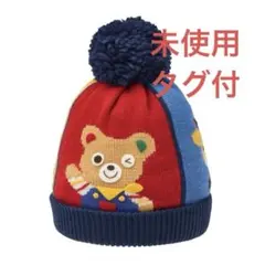 ミキハウス　ニットフード　カラフルな動物デザインのベビー帽子　プッチーくん