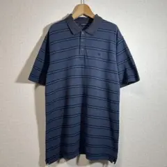 バーバリーロンドン / ボーダーポロシャツ / 刺繍ロゴ / Lサイズ