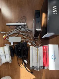 Nintendo wii 黒 ブラック 任天堂 マリオカートハンドル　ソフト7枚