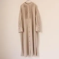【大きいサイズ】23区 ウールストレッチツイルシャツワンピース 5L ベージュ