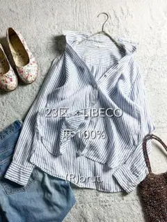 23区 LIBECO 美品 2wayカシュクールリネン100%シアーブラウス - メルカリ