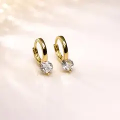 ゴールド フープピアス クリスタル リング ジルコニア シルバー925 18K