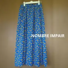 NOMBRE IMPAIR　ロングフレアスカート　総ゴム　FREE 花柄　ブルーのサムネイル
