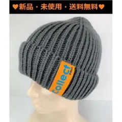 ◆新品♪Coolなデザインのラベル付き・ニットキャップ（グレー）♬2511