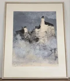真作■富岡惣一郎　リトグラフ　シルクスクリーン 版画 雪 信濃川 A 真作□富岡惣一郎 リトグラフ シルクスクリーン 版画 雪 信濃川 A