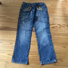 デニムブルー ストレートパンツ ゴムウエスト
