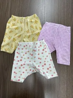 ユニクロ　スパッツ レギンス 3点セット バナナ チェック りんご　7分丈のサムネイル