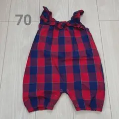 ワンダーアパートメント♡チェック柄 ノースリーブロンパース 70cmのサムネイル