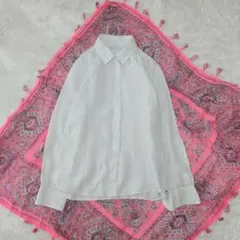 無印良品　リネン　麻　グレー　シャツ　ブラウス　S　長袖