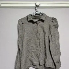 チェック柄 パフスリーブ 長袖シャツ　レディース160サイズ