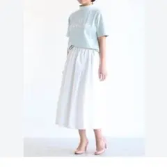 B374：サクラ 日本製 リネン ギャザースカート 定価¥23,100のサムネイル