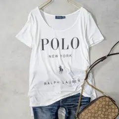 美品★PORO RALPH LAUREN ラルフローレン ロゴTシャツ 半袖 白