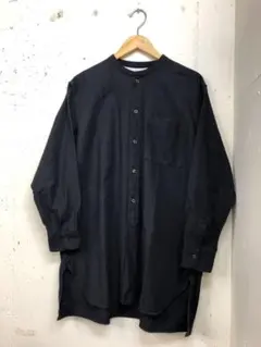 美品 muji labo ムジラボ ノーカラー シャツ ワンピース 紺