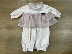 プティマイン　petitmain フリル付きピンク系ツーウェイ・ドレスオール