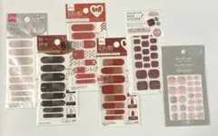 ネイルシール6点セット　赤系