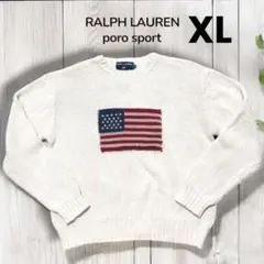 ラルフローレン　90s 星条旗 ケーブルコットンニット　レディース XL y2k