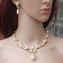ウェディング　発表会　パールネックレス　ピアス　2点セット