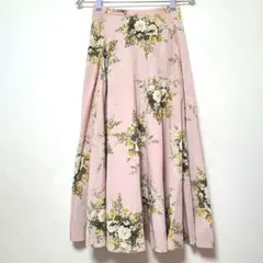 インゲボルグ　フラワープリント　フレアスカート　ピンク