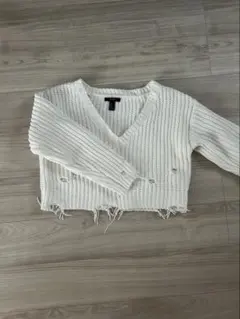 FOREVER 21 ダメージ加工 Vネック 長袖ニット　y2kのサムネイル