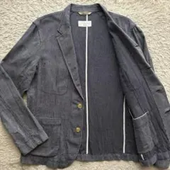 ★DENIM リネン混★ マッキントッシュ ヒッコリー アンコンジャケット L