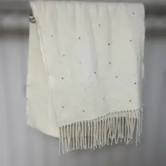 FURLA スワロフスキー カシミヤ アイボリーマフラー