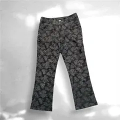 【美品】Kolwin 花柄ジャガードパンツ ブラック 総柄 ゴルフウェア