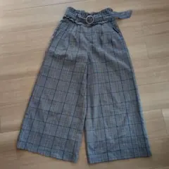チェック柄ワイドパンツ 160