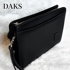 極美品 DAKS ダックス レザー クラッチバッグ セカンドバッグ 黒 日本製
