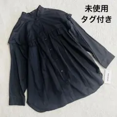 NATURAL BEAUTY BASIC ヨークフリル コットン ブラウス 黒