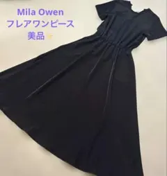 美品】Mila Owen ブラック ロングワンピース 半袖 ミラオーウェン S