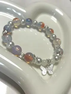 ブレスレット♪ 蝶チャーム付き　16cm