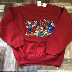 ミッキーマウス プリント トレーナー 赤　フリーズトレーナー　スウェット