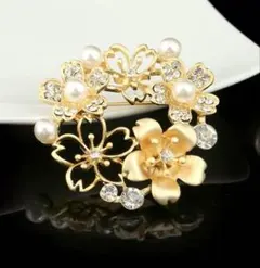 桜 ブローチ ゴールド パール入学式 卒業式 卒園式 華やか ハレの日 上品