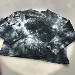 グレー/ブラック タイダイ 長袖トレーナー