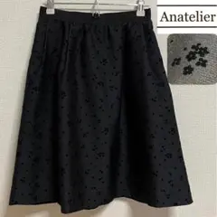 アナトリエ スカート 小花柄 ブラック
