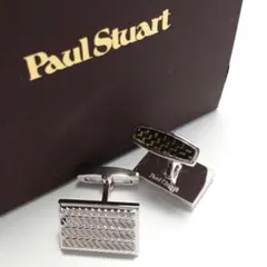 psc479 ポールスチュアート カフス シルバー×ブラックカーボンヘリンボーンのサムネイル