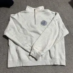 ハーフジップトレーナー グレー刺繍ロゴ HUF