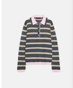 ZARA ストライプ柄ミックスニットポロシャツ 新品 - メルカリ
