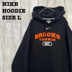 アメリカ古着 NIKEナイキ　オーバーサイズ　プリント刺繍スエットパーカー　L黒