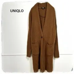 UNIQLO ウールリブニットコート　レディース　ブラウン　茶色　橙色　Mサイズ