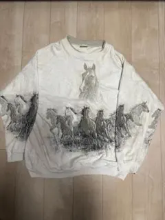 Artisans 90s ボア スウェット 馬プリント オーバーサイズ
