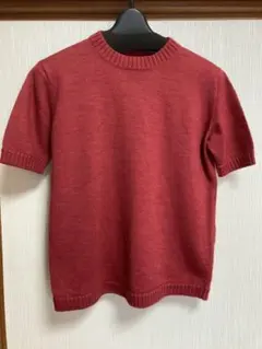 SCAPA 赤のニット半袖クルーネックセーター　サイズ38 ￼