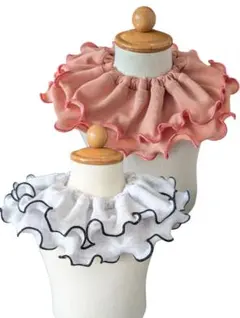 【2枚セット】360°フリルスタイ サーモンピンク　グレー