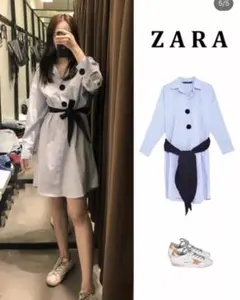 ZARA シャツワンピース 長袖　M